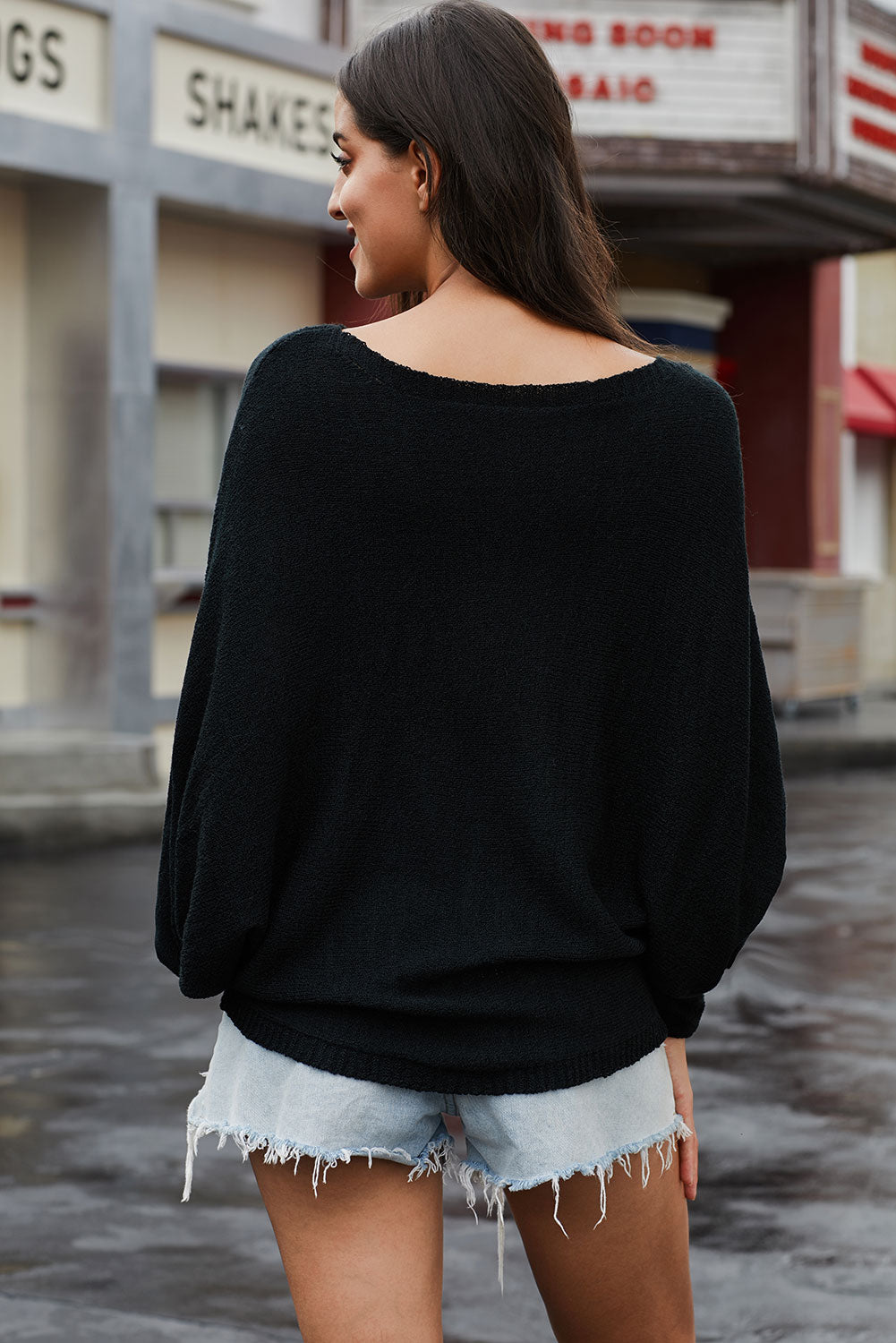 Scoop Neck Drop Shoulder Sweater