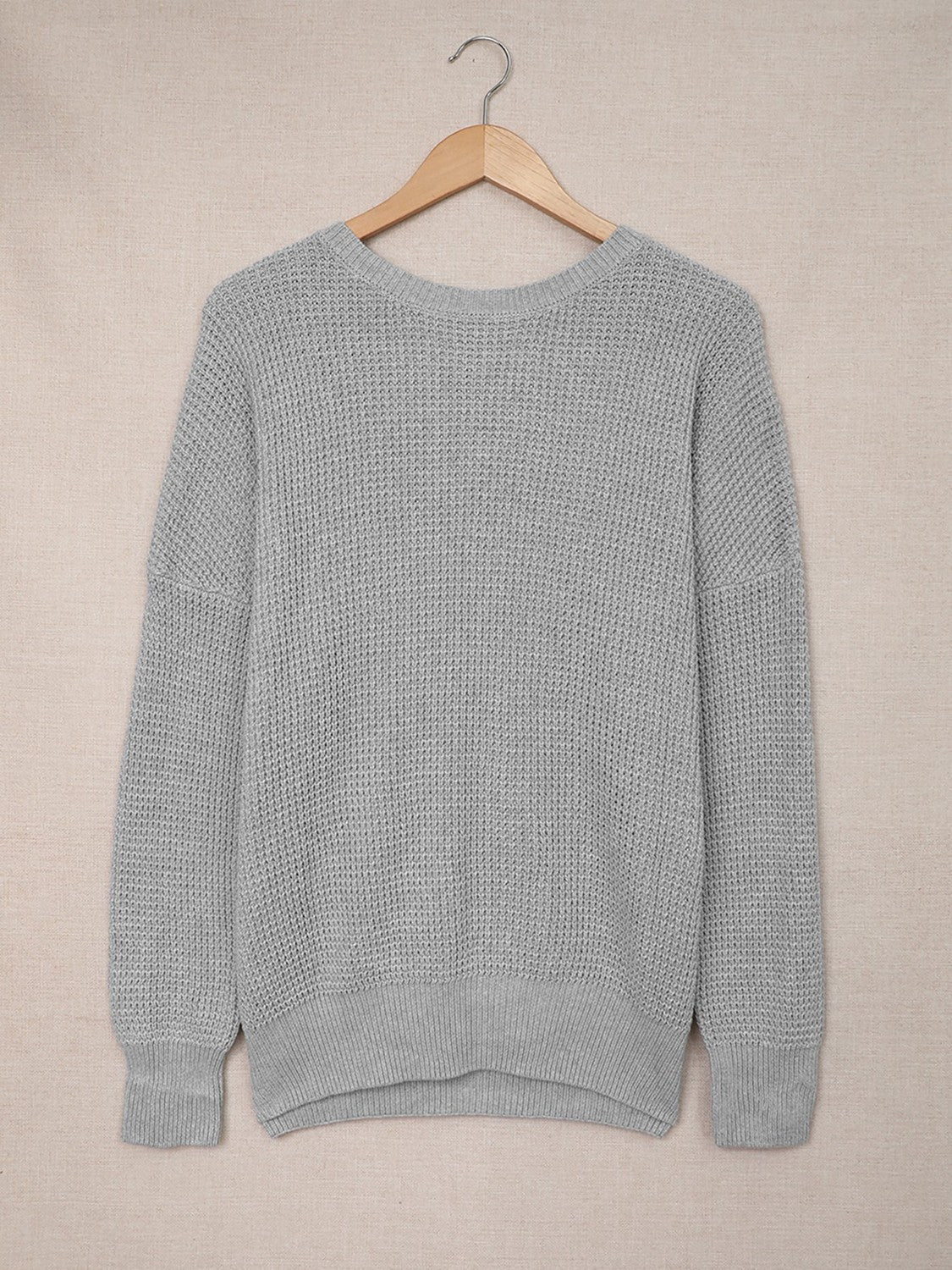 Crisscross Back Waffle-Knit Sweater