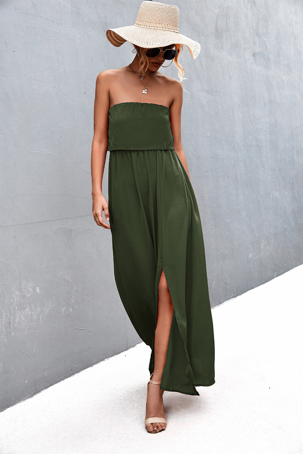 Strapless Split Maxi Dress