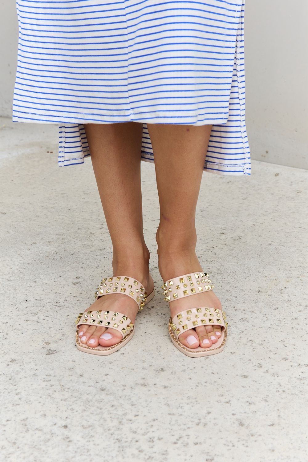 Forever Link Studded Double Strap Slide Jelly Sandal