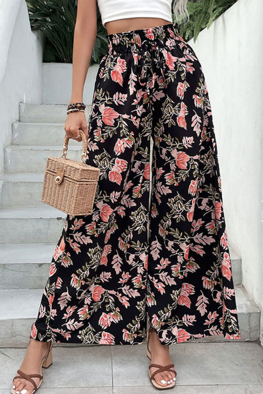 Floral Pull-On Wide Leg Pants