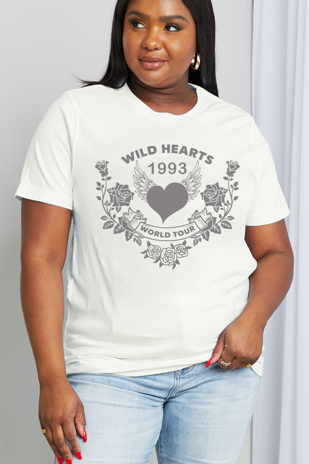 Simply Love Full Size WILD HEARTS 1993  WORLD TOUR Graphic Cotton Tee