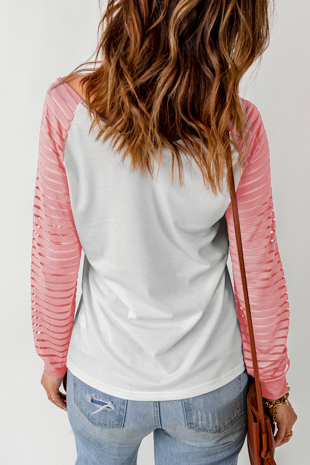 Contrast Sheer Striped V-Neck Top