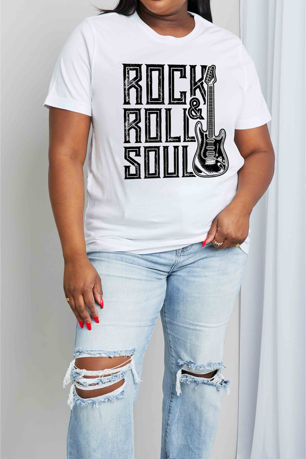 Simply Love Full Size ROCK & ROLL SOUL Graphic Cotton T-Shirt