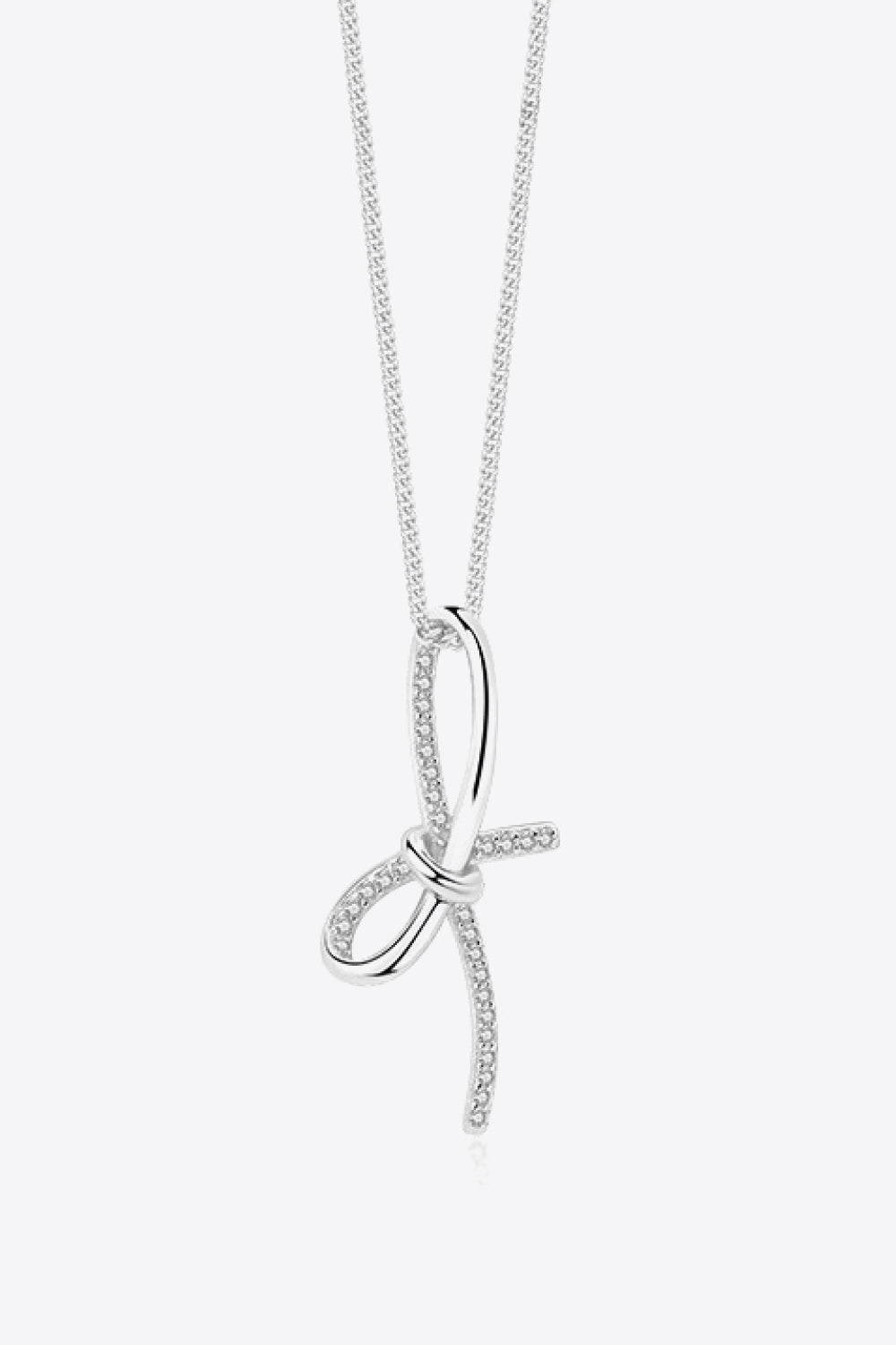 Zircon Bow Pendant Necklace