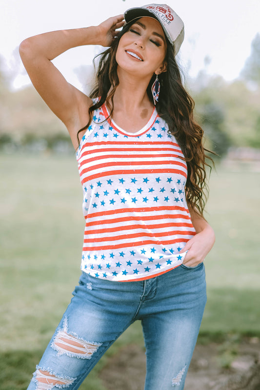 Stars and Stripes Round Neck Tank