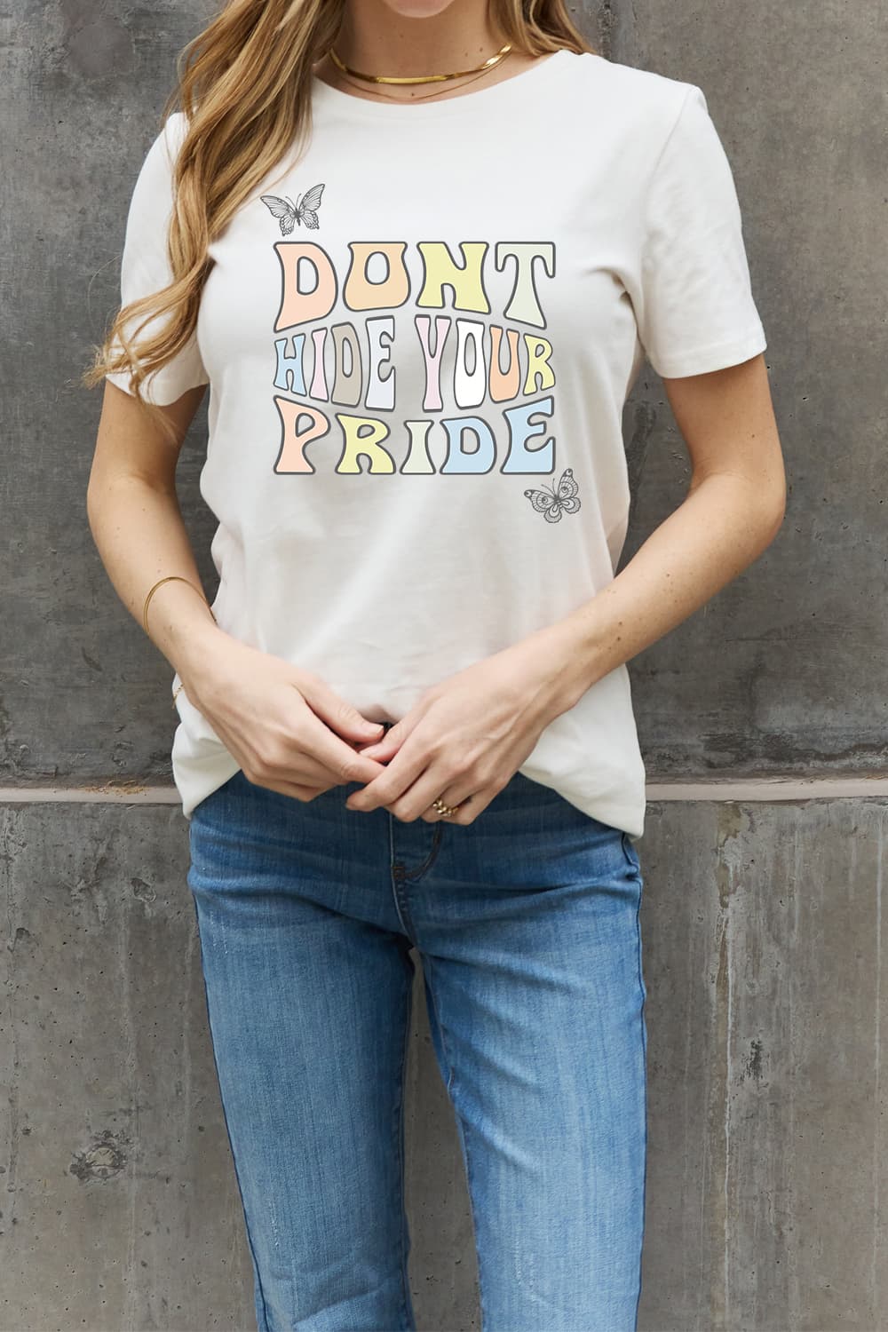 Simply Love Full Size DONT HIDE YOUR PRIDE Graphic Cotton Tee