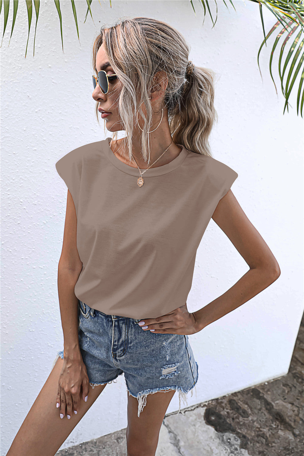 Round Neck Cap Sleeve Tee