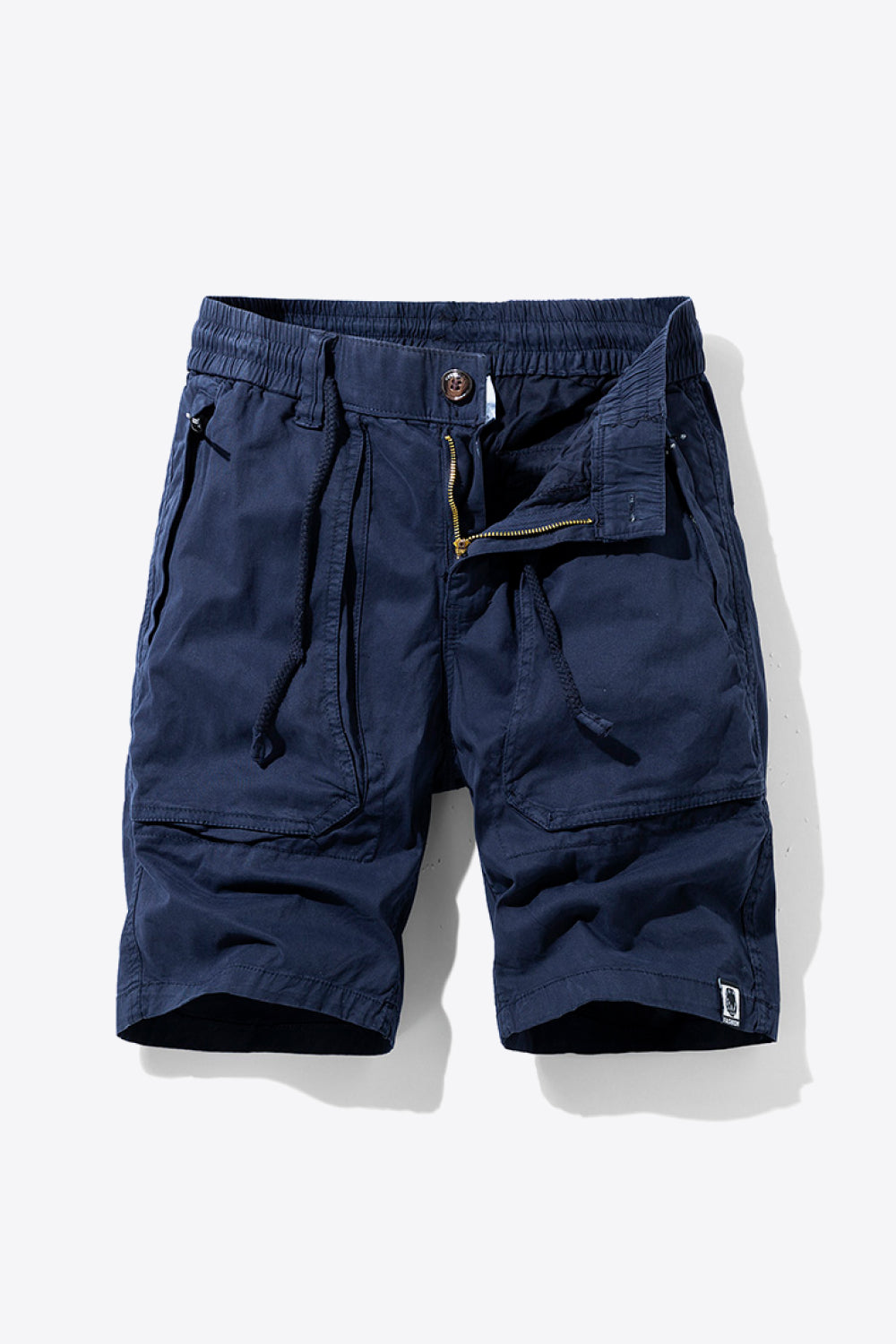 Drawstring Waist Button and Zipper Closure Cargo Shorts